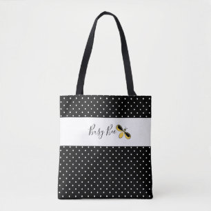 Tote Bag Abeille occupée, minuscules points blancs à l'épau