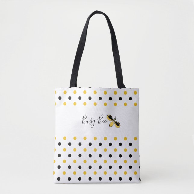 Tote Bag Abeille occupée, points noirs et jaunes Épaule Fou (Devant)