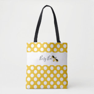 Tote Bag Abeille occupée, Pois blancs Épaule Fourre-tout