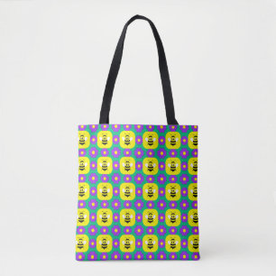 Tote Bag Abeilles et fleurs de dessin animé