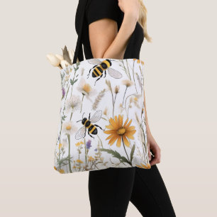 Tote Bag Abeilles Et Fleurs sauvages,
