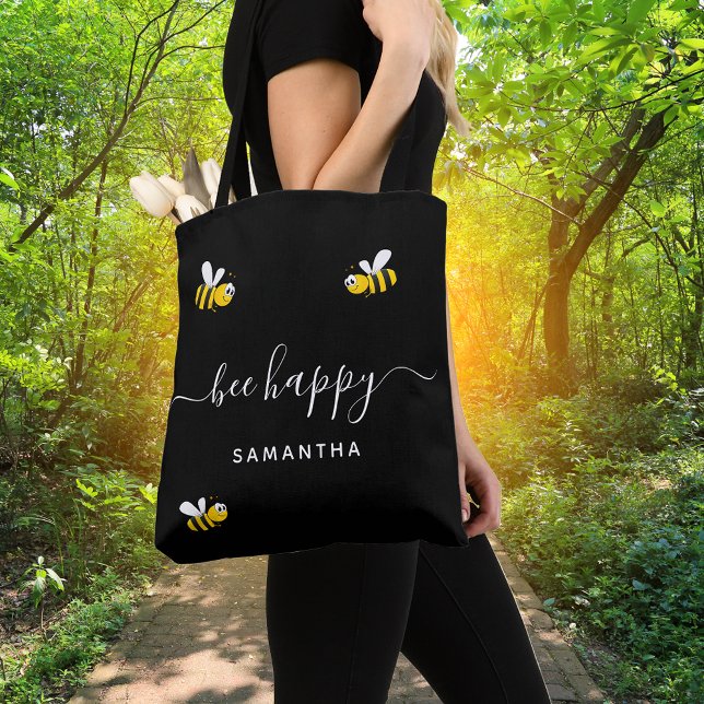 Tote Bag Abeilles noires joyeux bosse abeilles été nom jaun (Créateur téléchargé)