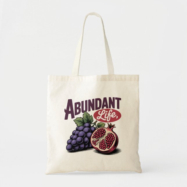 Tote Bag Abondante Vie de raisins grenade Rétro Tee (Devant)