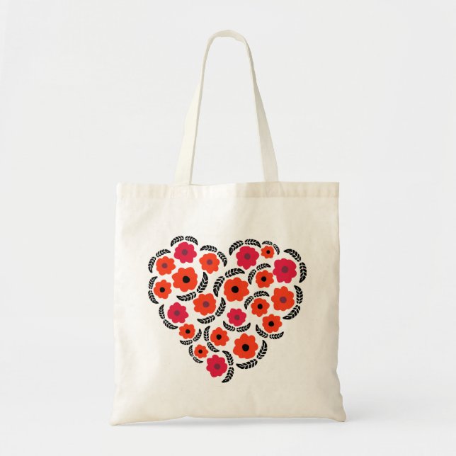 Tote Bag Abricot Moderne Fleur Orange Cœur (Devant)