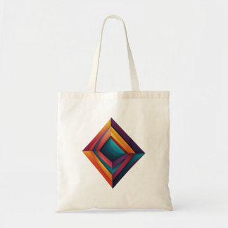 Tote Bag Abstract 3D Geometric Diamond Gradient Art