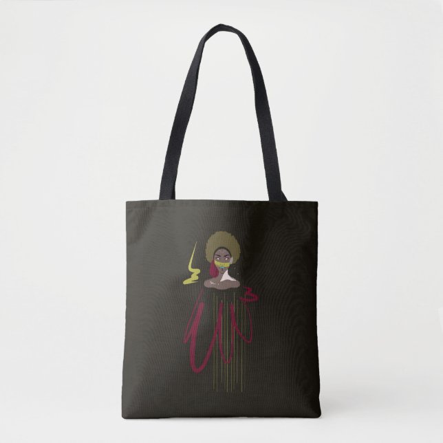 Tote bag abstract "Black Magic Girl" (Devant)