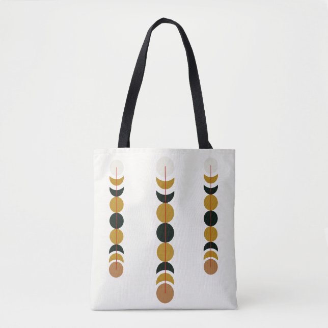 Tote Bag Abstract Eclipse Moon Phases Poster | Minimal Mono (Devant)