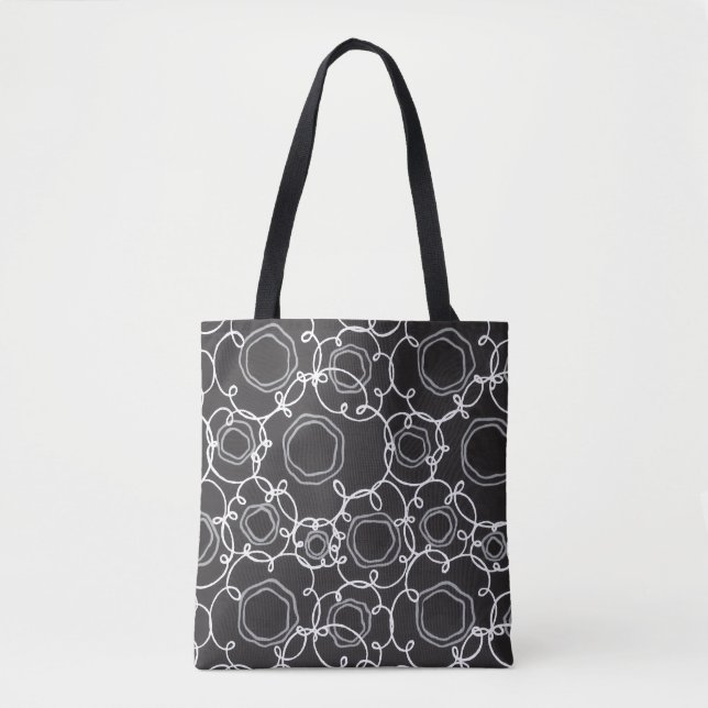 Tote Bag Abstract Floral Matrix (Charcoal) Fine Art (Devant)