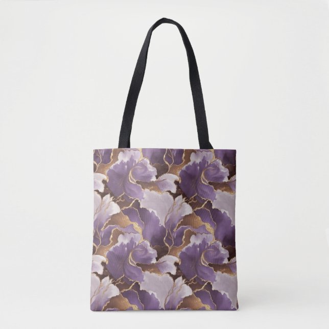 Tote Bag abstract lavender and gold (Devant)