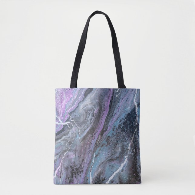 Tote Bag Abstract Purple & Teal Flow (Devant)
