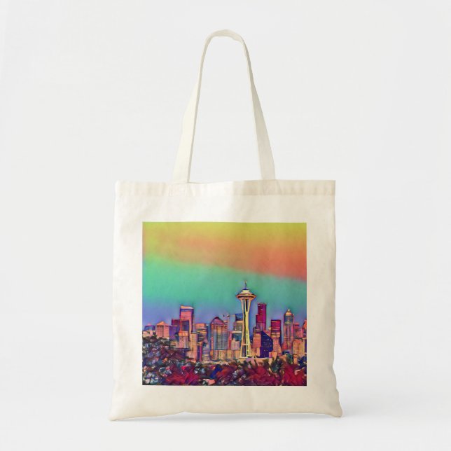Tote Bag Abstract Seattle Skyline   (Devant)