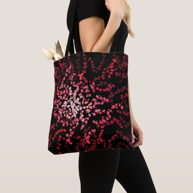 Tote Bag Abstract Splatter Dots Of Pinks And Reds Pattern (De près)