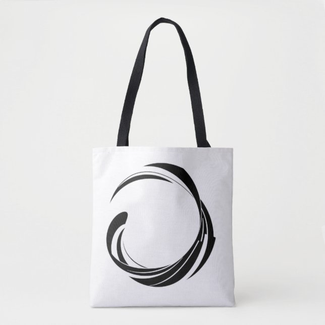 Tote Bag Abstract Swirl Circle Design – curved ring artwork (Devant)