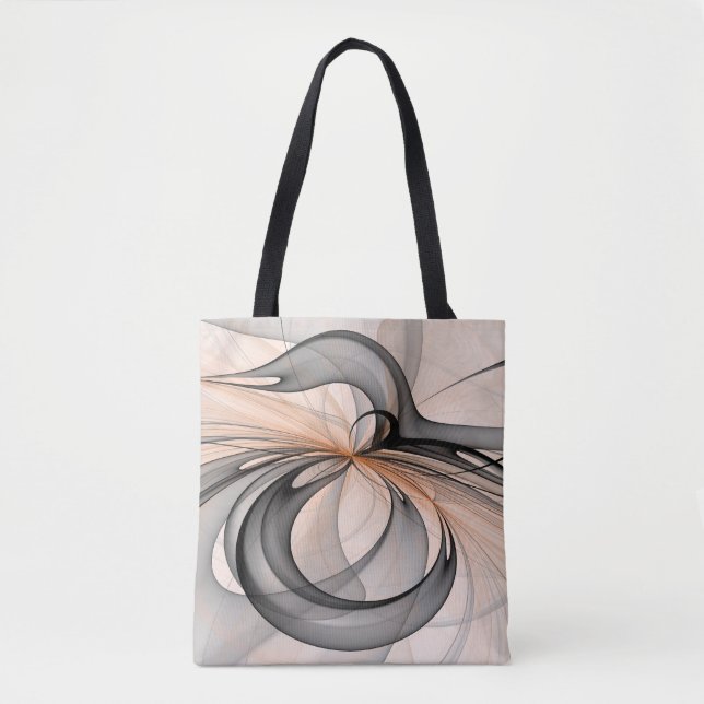 Tote Bag Abstrait Anthracite Grey Sienna Art moderne fracta (Devant)