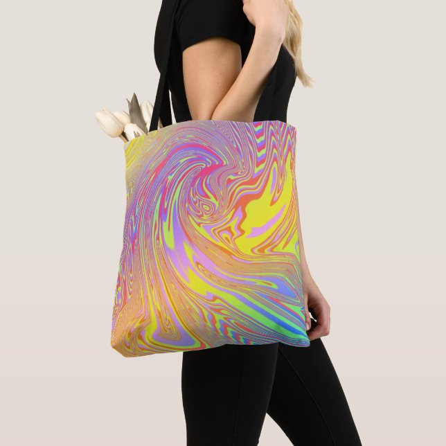 Tote Bag Abstrait arc-en-ciel holographique (De près)
