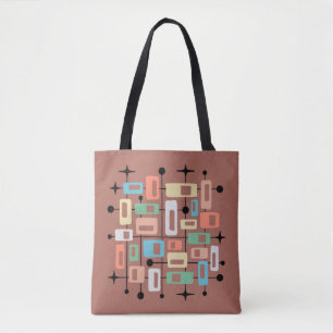 Tote Bag Abstrait Atomique Moderne Rétro Coloré de la Mi-Si