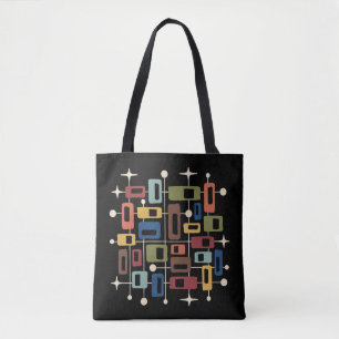 Tote Bag Abstrait Atomique Rétro Coloré Milieu de Siècle Mo