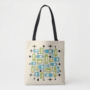 Tote Bag Abstrait Atomique Rétro Milieu de Siècle Moderne C