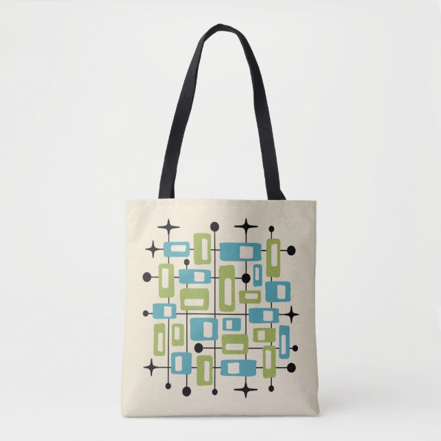 Tote Bag Abstrait Atomique Rétro Milieu de Siècle Moderne C (Devant)