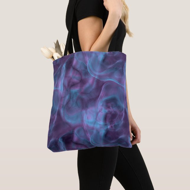 Tote Bag Abstrait bleu et violet (De près)