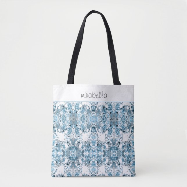 Tote Bag Abstrait bleu moderne (Devant)