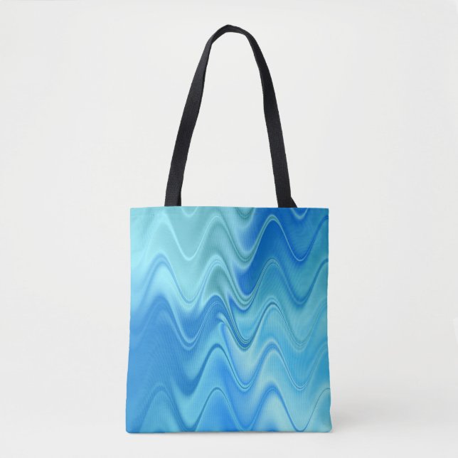 Tote Bag Abstrait Bleu Ondulé (Devant)