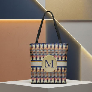 Tote Bag Abstrait Bleu, Orange & Multicolore
