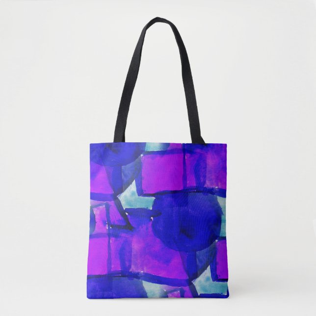 Tote Bag abstrait 'bleu & violet' (Devant)