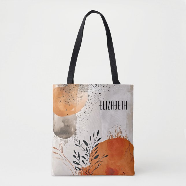Tote Bag Abstrait Boho Feuilles Fourre-tout (Devant)