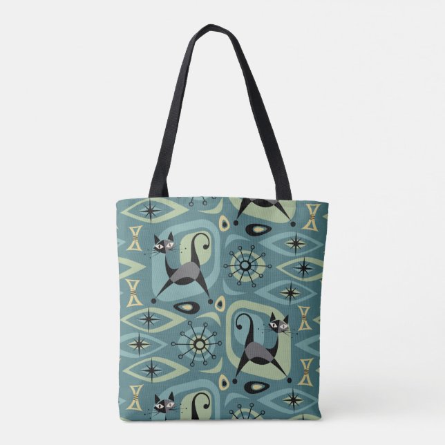 Tote Bag Abstrait de chats du milieu du siècle (Dos)