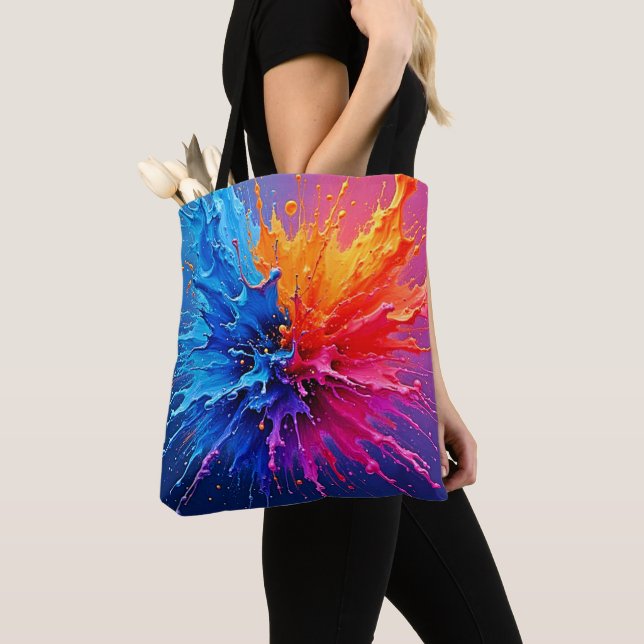 Tote Bag Abstrait de projection de peinture dynamique (De près)