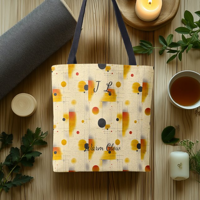 Tote Bag Abstrait doux - Beige, Or, Noir Géométrique (Créateur téléchargé)