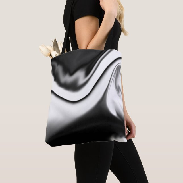 Tote Bag Abstrait en noir et blanc (De près)