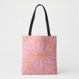 Tote Bag Abstrait floral éclat motif pastel orange & rose