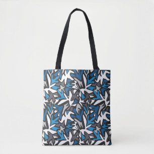 Tote Bag abstrait, géométrique, motif, noir et bleu