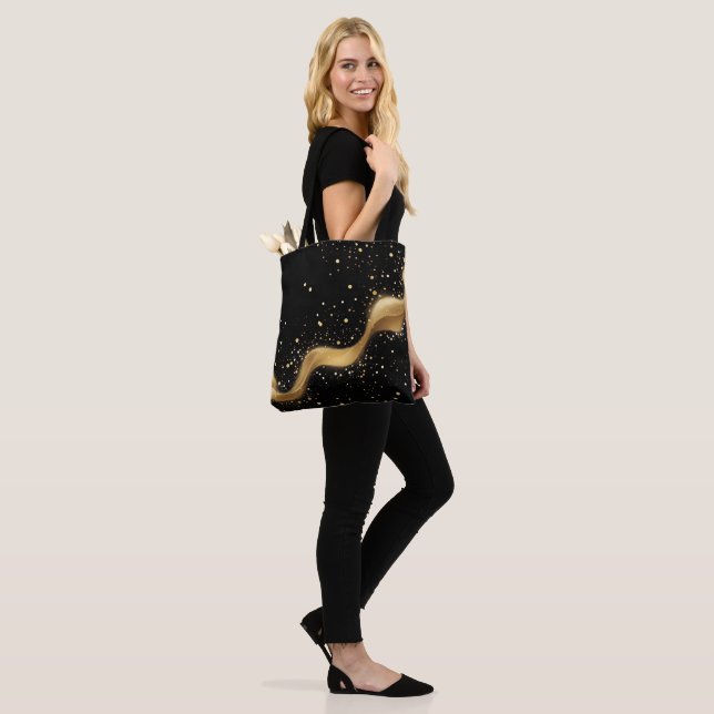 Tote Bag Abstrait Golden Sparkle et Starry Swirl (Sur le modèle)