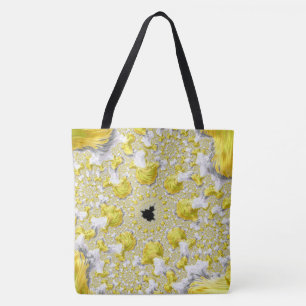 Tote Bag Abstrait jaune doré symétrique fractal