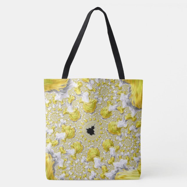 Tote Bag Abstrait jaune doré symétrique fractal (Devant)