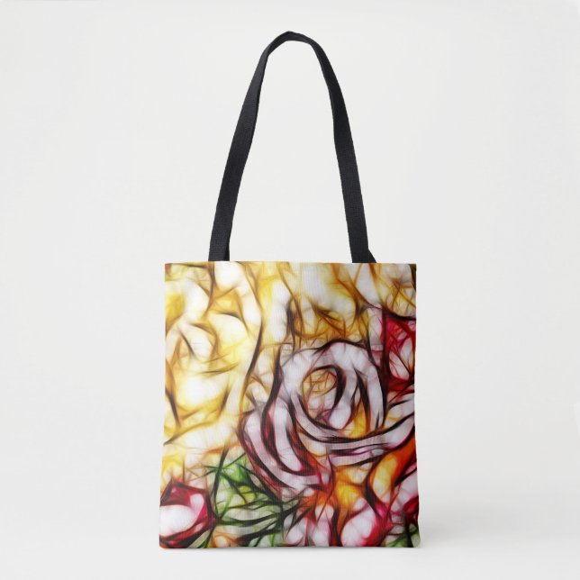 Tote Bag Abstrait Jaune Rose Lumière Artistique Floral Glow (Devant)