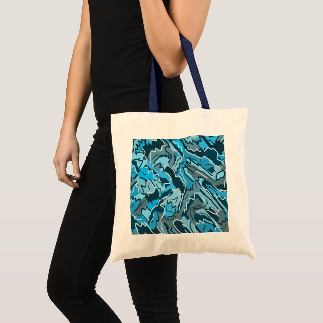 Tote Bag Abstrait marbré bleu Icy (Devant (produit))