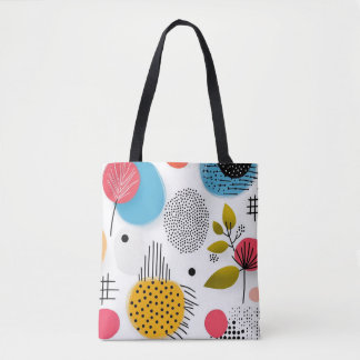 Tote Bag Abstrait minimaliste avec fleurs