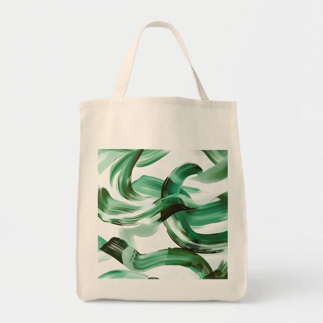 Tote Bag Abstrait Moderne de Traits de Pinceau Vert Minimal (Devant)