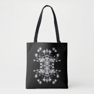 Tote Bag Abstrait Motif floral noir et blanc