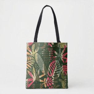 Tote Bag Abstrait motif sans faille avec des feuilles tropi