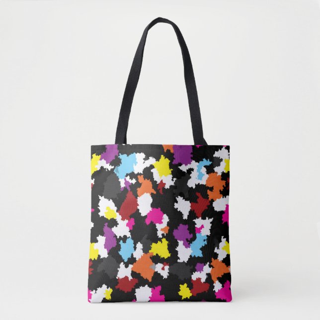 Tote Bag Abstrait noir coloré irrégulier (Devant)