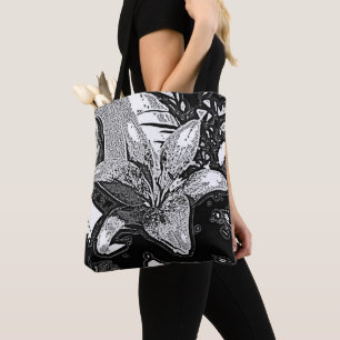 Tote Bag abstrait noir et blanc contemporains