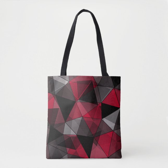 Tote Bag Abstrait, noir et rouge, triangle, géométrique, no (Devant)