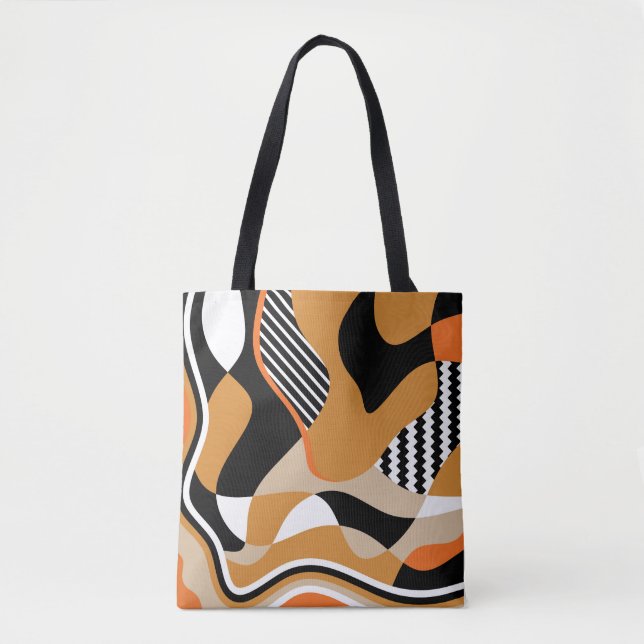 Tote Bag Abstrait ondulé : motif noir vintage (Devant)