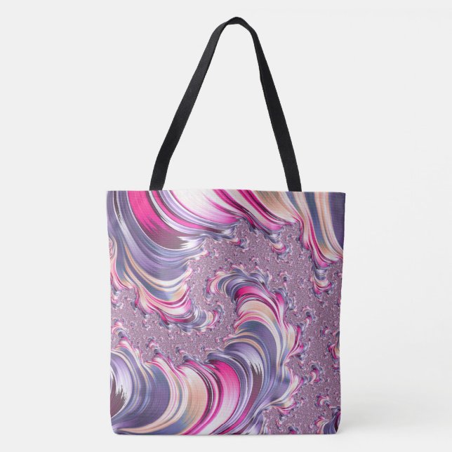 Tote Bag Abstrait rose pourpre spirale fractale (Devant)