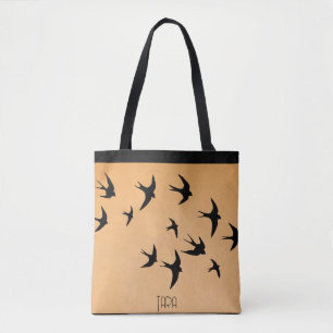 Tote Bag Abstrait Seagull Silhouette Flying Bird Sunset